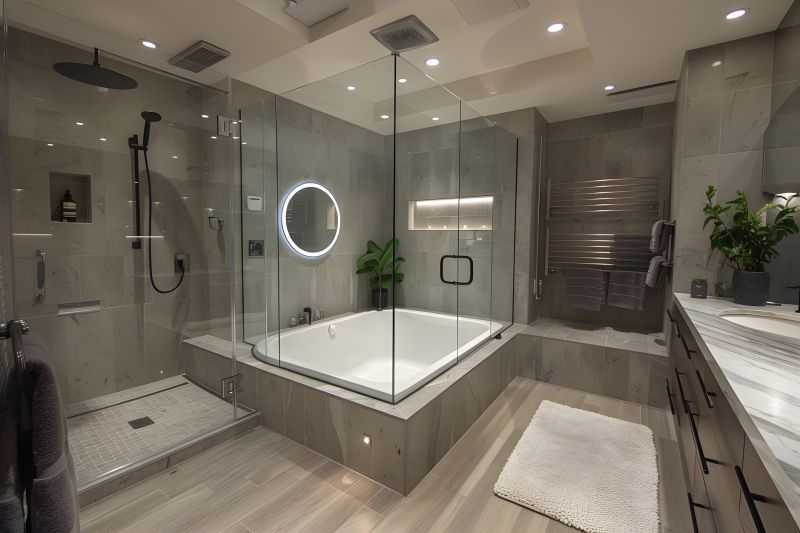 Glass Enclosed Shower Bathtub